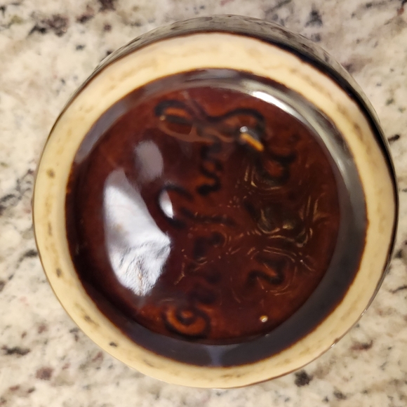 Vintage Brown Drip Glaze Oven Proof USA Pottery Small Pitcher Chip on Handle - Picture 5 of 8